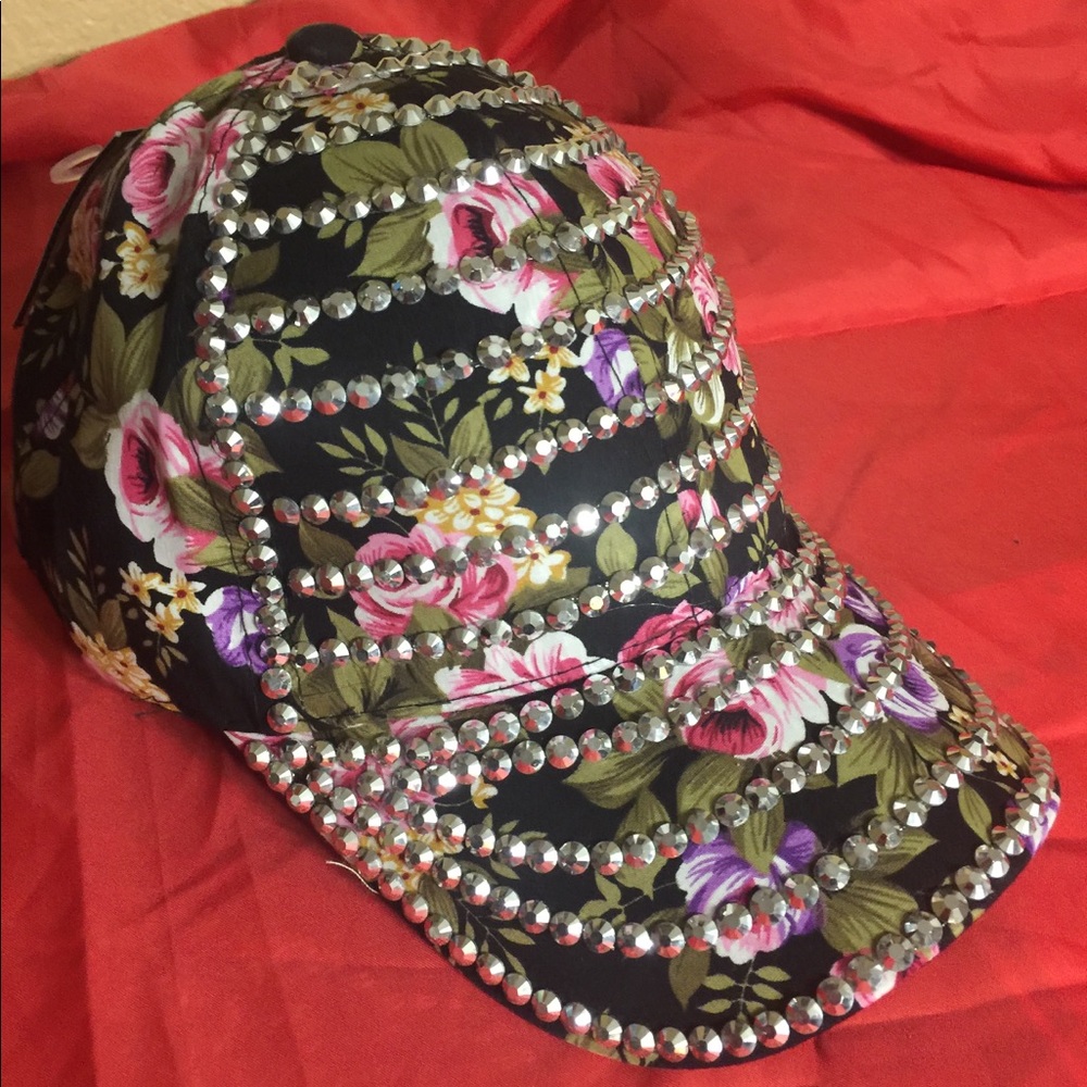 Floral Hat with decorated with Nailheads